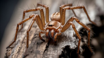 Close-up of a brown spider, showcasing intricate details