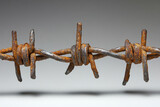 Close-Up of Twisted Barbed Wire Against Clean White Surface