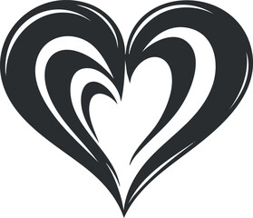 Wall Mural - Abstract black and white stylized heart shape symbol representing love and affection