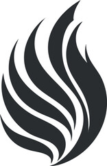 Wall Mural - Abstract black flame silhouette symbol representing fire energy and heat in stylized design