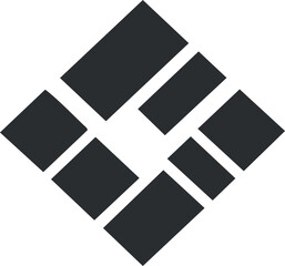 Abstract geometric pattern composed of black squares and rectangles in a symmetrical arrangement