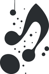 Wall Mural - Black abstract musical note icon with scattered dots on white background for music design