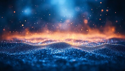 Wall Mural - abstract blue background with shimmering lights, bokeh, and smoke for festive designs