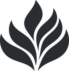 Wall Mural - Abstract black flame icon or logo design with smooth curved shapes symbolizing fire and energy