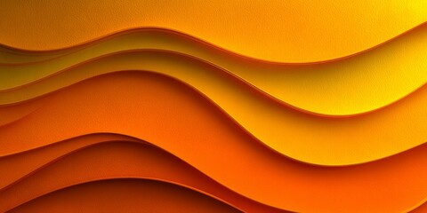 Wall Mural - abstract amber and golden yellow wave patterns carved in paper, nature inspired layered design.