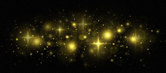 Wall Mural - magical sparks and stars twinkling on transparent background. cosmic background with glittering part