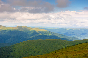 Wall Mural - summer landscape with mountain range in cold weather. carpathian watershed ridge and wonderful alps 
