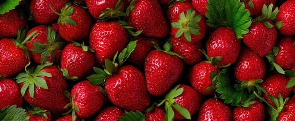 Wall Mural - The vibrant strawberries in a fresh and luscious display of nature's bounty.
