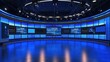 © Af - Modern Television Studio Set Design: Blue Lit Broadcast Room