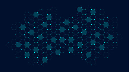 Aufkleber - Modern health care or medical background design. Health care innovation concept. Horizontal header web banner. Abstract geometric background with hexagon shapes for medicine, science, chemistry.