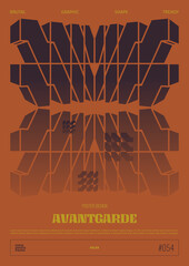Poster - Modern abstract poster, Raster version of high quality and resolution, artwork with geometric postmodern shapes in brutalism aesthetics, minimalistic trendy bold composition, A4 futuristic graphic 54