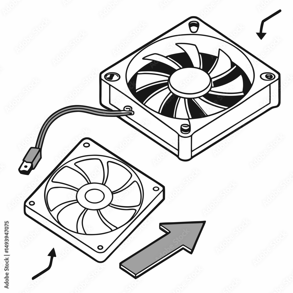 Computer fan installation guide diagram Stock Vector | Adobe Stock