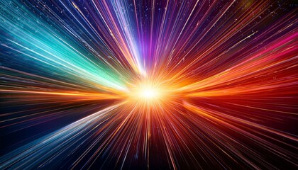 Wall Mural - dynamic burst of colorful lights in space