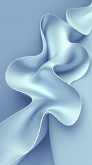 Poster - Light Blue Fabric Waves in Abstract Vertical Composition, Soft Lighting, Studio Shot, Minimalist Design