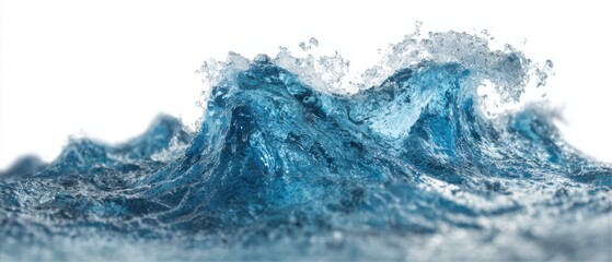 Fototapete - Ocean wave cresting with splash and spray against white background low angle close up nature power