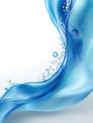 Poster - Abstract blue wave with water droplets studio shot for cosmetic or healthcare advertising background or backdrop