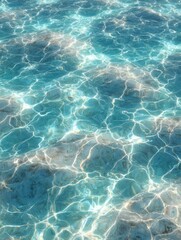 Poster - Abstract shimmering water surface with caustic light patterns and reflections in the ocean or sea from above perspective