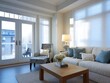© Tam5 - Cozy living room interior with stylish furniture and natural light from balcony doors and window blinds daytime