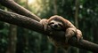 © Sabrina - A sleepy sloth hanging lazily from a tree branch, with its eyes half-closed and a peaceful expression on its face
