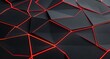 © Donna - abstract geometric black surface with glowing red lines forming interconnected polygonal patterns and depth