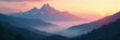 © Sourithideth - Serene mountain vista at dawn, mist clinging to the peaks, a perfect image for mindfulness and tranquility Ideal for meditation, yoga, zen, peace, nature, spirituality themes , quiet, focus