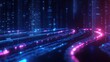 © KyleAnderson - Glowing flowing streams of complex blue and pink digital data lines against a dark background conveying a futuristic high-tech atmosphere