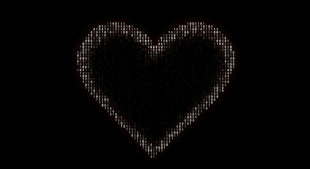 Digital data heart shape concept for technology love ai machine learning and coding romance background