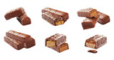 chocolate candy bars assortment on transparent background