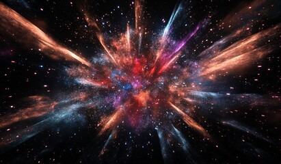 Wall Mural - Cosmic Explosion of Vibrant Colors and Sparkling Lights
