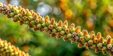 Wall Mural - Prickly seed pods of Verbascum lychnitis on a stem, field, seed pods,  field, seed pods, green, garden