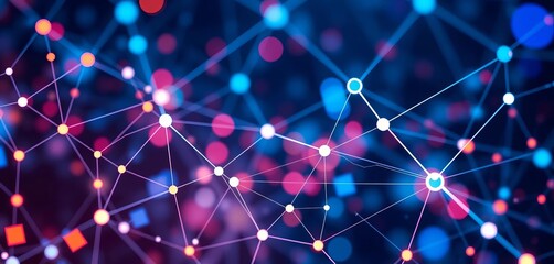 Wall Mural - Abstract network nodes and connecting lines symbolize internal company communication for success,  internal,  illustration