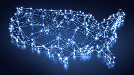 Wall Mural - united states map illustrating quantum computing's economic impact on future technologies and innova
