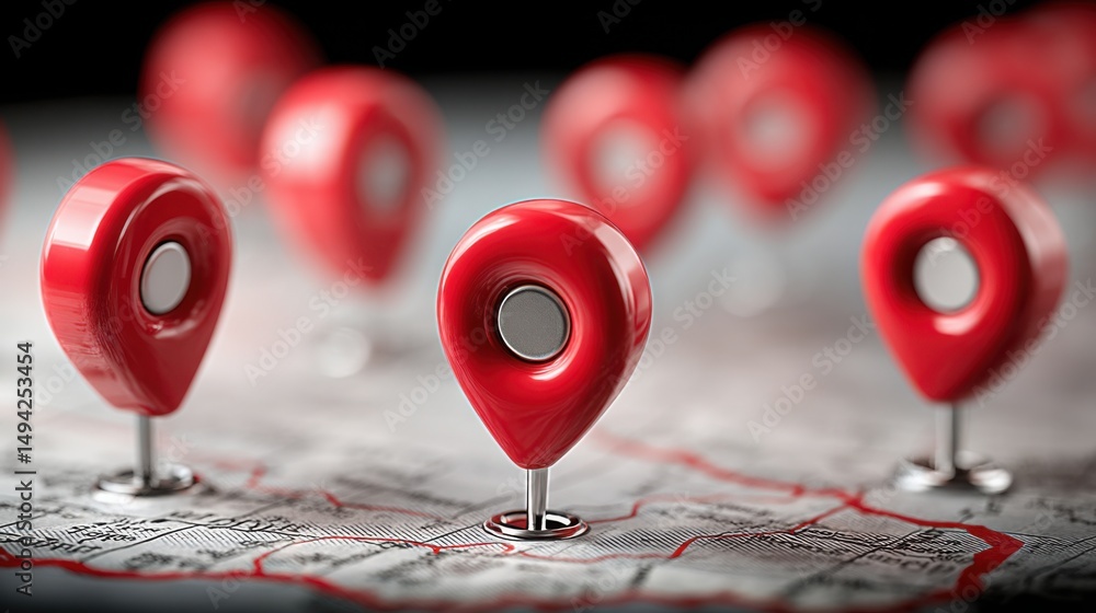 Map of the united states with red markers indicating key locations for ...