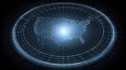 Wall Mural - circular representation featuring a map of the united states illustrating a tech-enhanced monetary e
