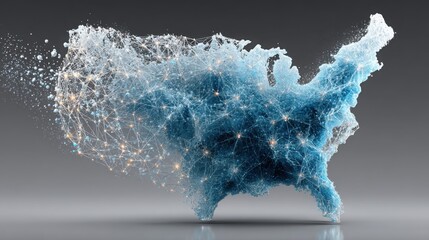 Wall Mural - map of the united states emphasizing tech-managed capital mobility and economic fluidity for urban d