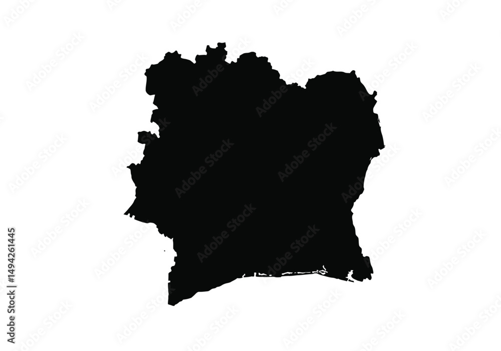 Ivory Coast silhouette. This image displays the black outline of the ...