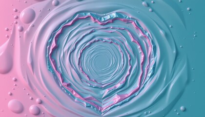 Wall Mural - Abstract Heart Shape Created with Smooth Multicolored Layers of Paint in Pink and Blue