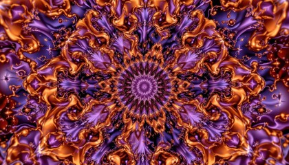Canvas Print - intricate abstract pattern in purple and orange swirls evoking depth and movement