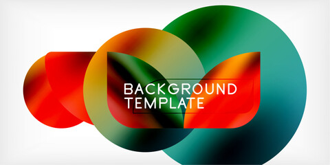Leinwandbilder - Abstract colorful shapes overlap. Gradient hues create modern design. Text reads background template. Simple, vibrant visual element.