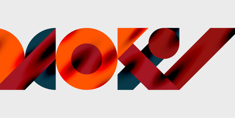Aufkleber - Abstract graphic design features layered text elements. Bold colors, dynamic composition, modern aesthetic. Simple background enhances visual impact.