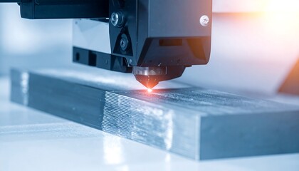 Poster - 3D printer laser working on a metal block.