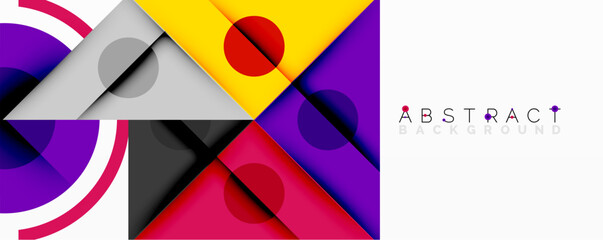 Aufkleber - Geometric shapes overlap, creating vibrant colorful design. Modern abstract composition with dynamic visual impact.