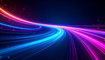 Aufkleber - Abstract glowing lines with neon speed trails.