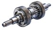 © Songkran - gearbox shaft with gears isolated rendering for mechanical parts, motor components