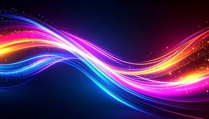 Aufkleber - Abstract neon light trails on a dark background.