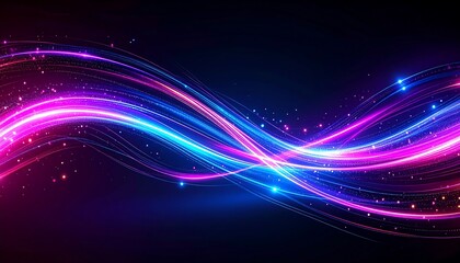 Aufkleber - Abstract Neon Light Trails on Black.