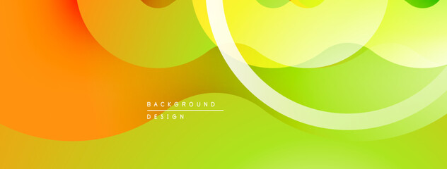 Poster - Abstract background. Overlapping shapes create smooth gradients. Orange, yellow, green hues dominate composition. Modern design element.