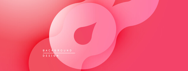 Fototapete - Abstract pink design. Overlapping shapes create fluid, modern aesthetic. Gradient background adds depth, visual interest.