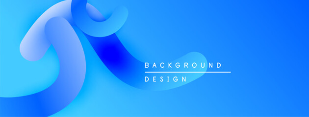 Aufkleber - Abstract blue background. Fluid shapes overlap, creating dynamic visual effect. Modern design elements present clean aesthetic.