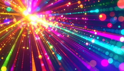 Poster - Colorful abstract light beams with bokeh effect.